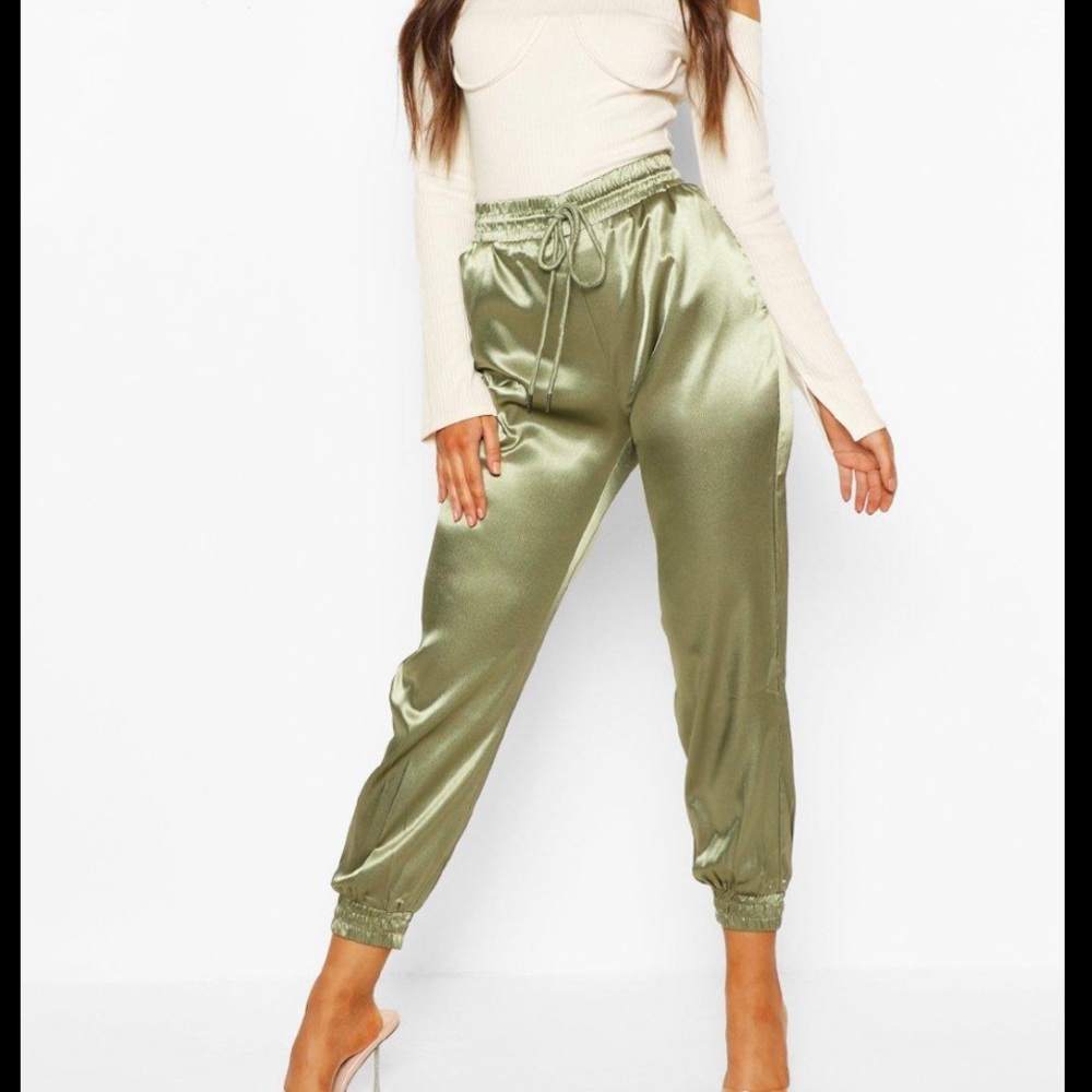 Boohoo Satin Utility Joggers